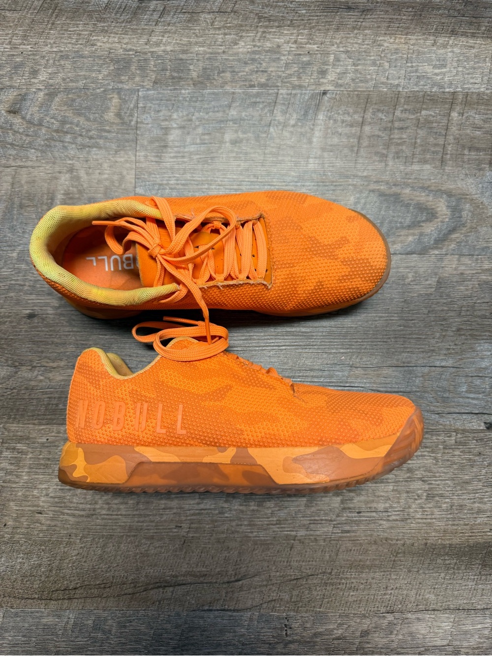 NOBULL Orange Camo Gym Shoes Neon crossfit mens 7 womens 8.5